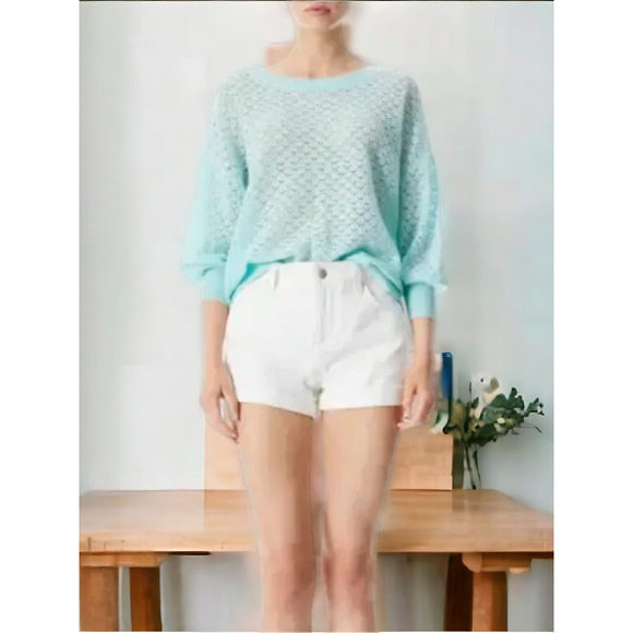 (50% OFF) NWT Alice + Olivia Cashmere Saffi Pointelle Knit Sweater MSRP: $475 - Picture 3 of 6